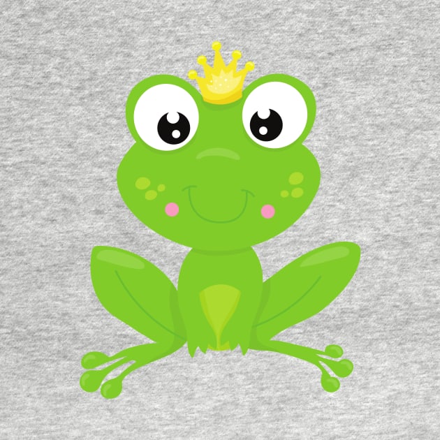 Cute Frog, Green Frog, Crown, Frog Prince by Jelena Dunčević